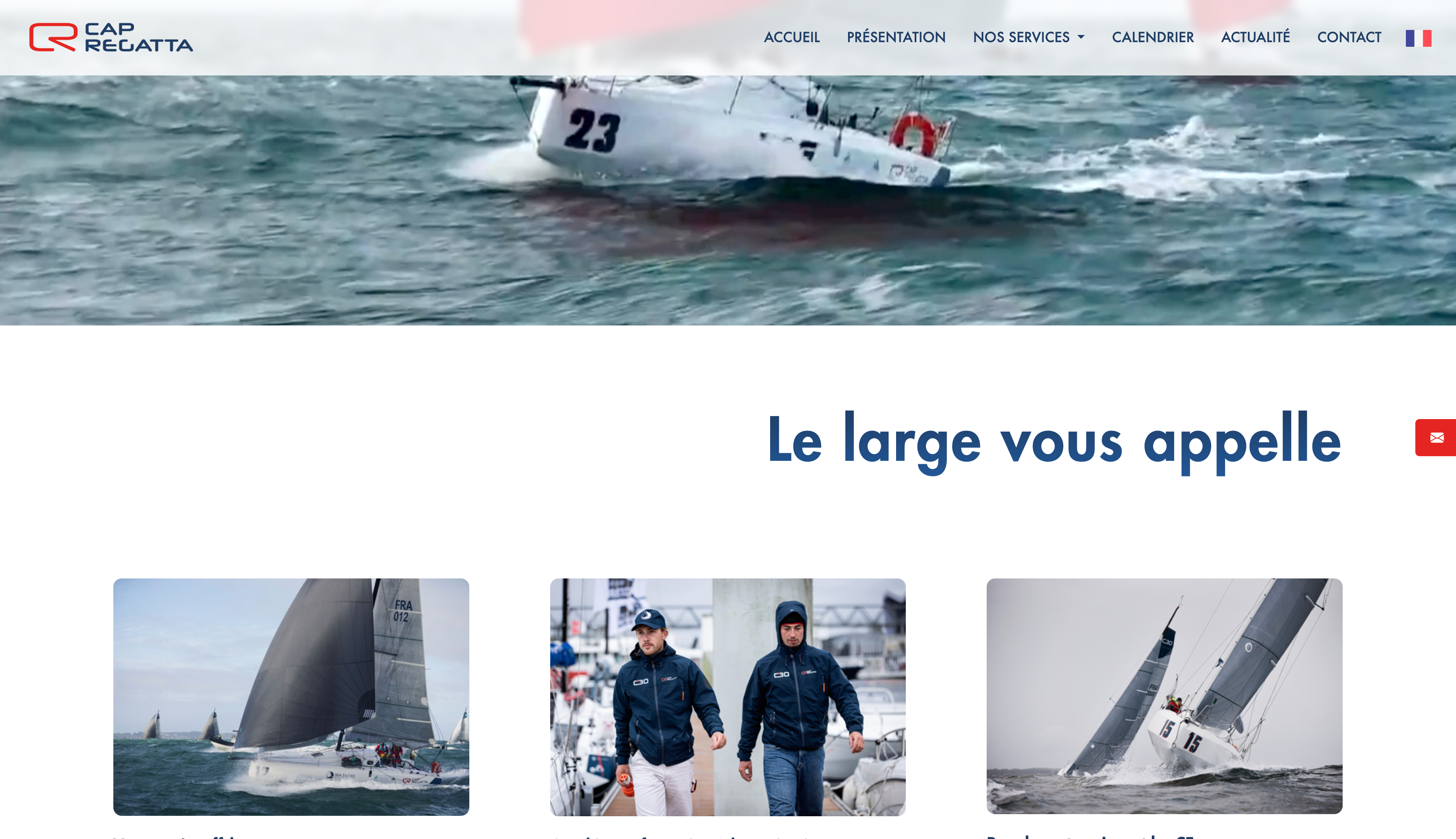 Cap Regatta, site vitrine, location voiliers Sun Fast 30 OD, événements nautiques, développement full stack, SEO, responsive