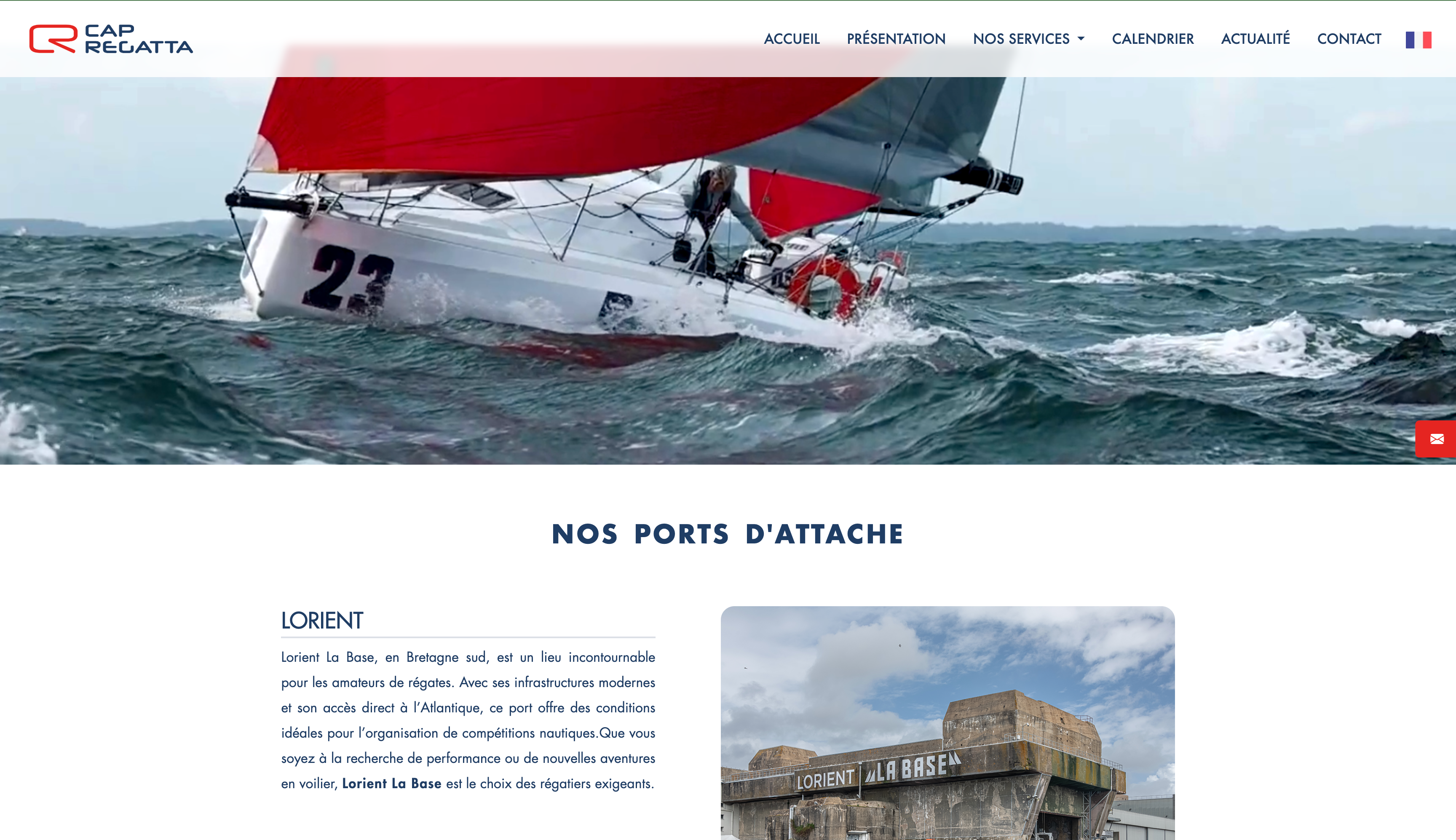 Cap Regatta, site vitrine, location voiliers Sun Fast 30 OD, événements nautiques, développement full stack, SEO, responsive